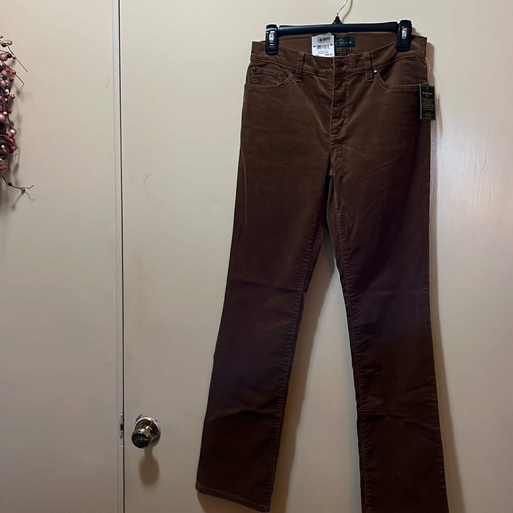 NWT Ralph Lauren Brown Suede Classic Straight Jeans. Size 6. Length 32.